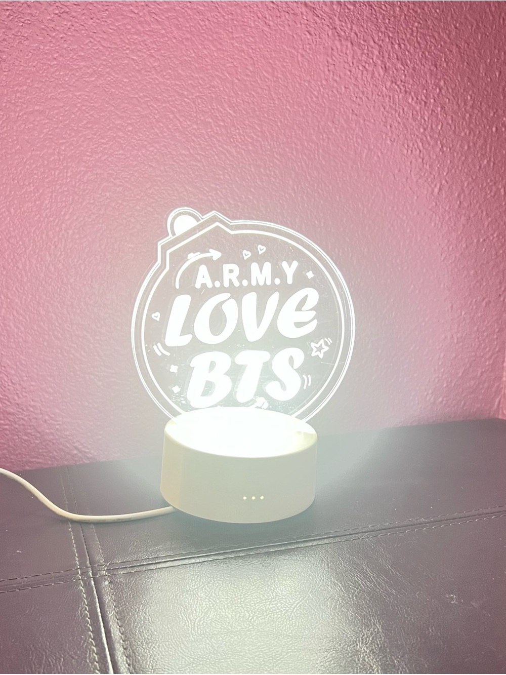 RARE Lighted A.R.M.Y Love BTS Bomb Light 7” White 3Ft. Cord Light Army Fan Kpop